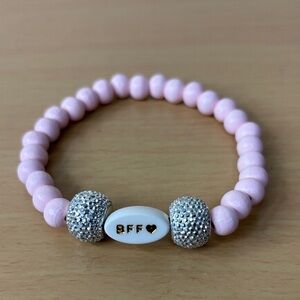 Pink Beaded BFF Charm Bracelet with Silver Accents